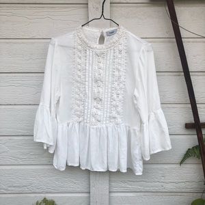 White Lacey Peplum Top